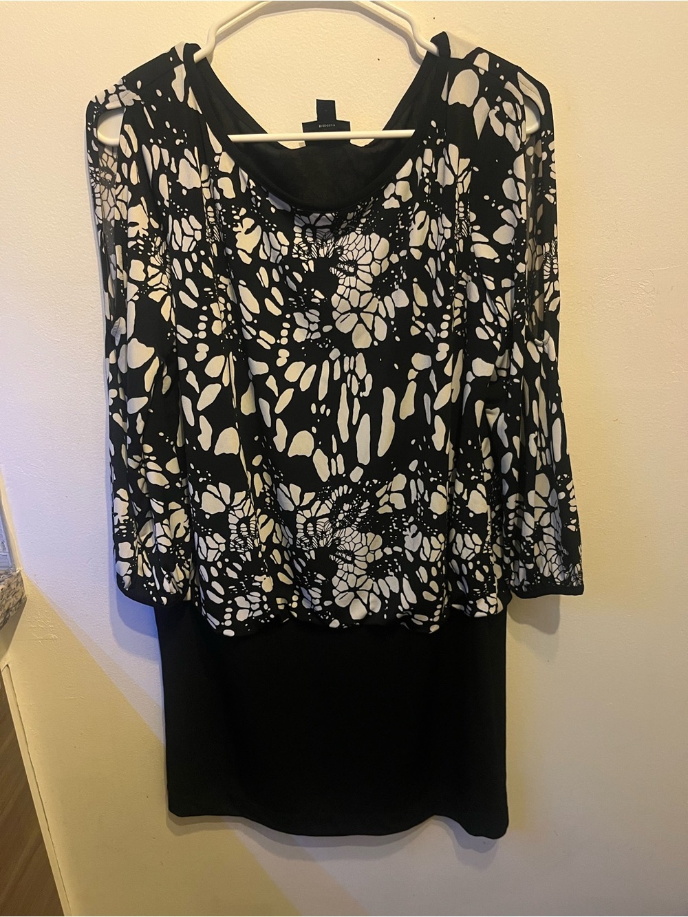 Nicole Black and White Patterned  Dress
